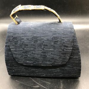 Navy Fabric Bag with Rhinestones